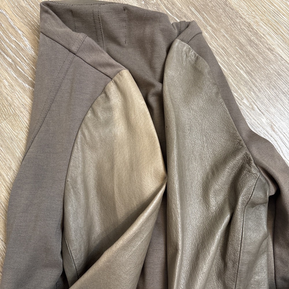 Illia Light Brown Leather & Knit Open Cardigan Jacket Sz 4 USA Boho Western - Picture 14 of 14
